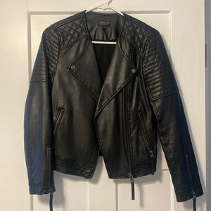 Topshop black leather jacket size 2